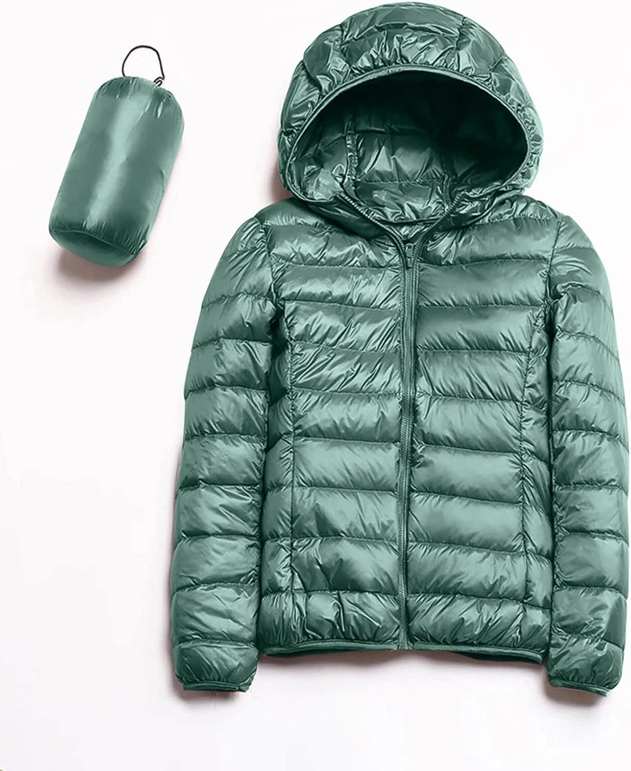 Women's Winter Coats Lightweight Packable Hooded Puffer Jacket Warm Down Coat Ski Coat Long Sleeve Zip Up Quilted Overcoat