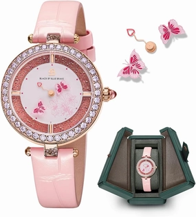 Women Watches Moving Butterfly Hands Blue Dial with Genuine Leather Strap Watch for Women Butterfly Watches Womens Wrist Watch