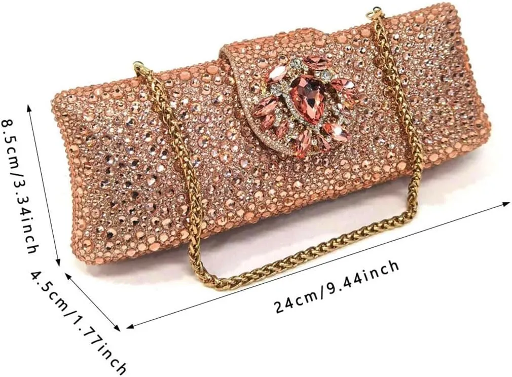 Women's Champagne Diamond Pointed-Toe Medium Heel Pumps with Matching Bag Buckle Strap Shoes