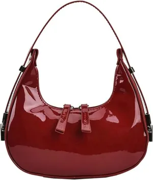 Women's Crescent Leather Shoulder Bag Y2k Purse Red Purse Hobo Handbag 90s Vintage Y2k Bag Clutch Purses