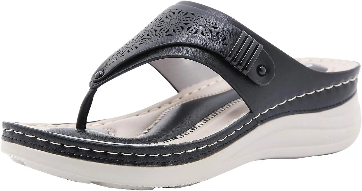 Women's Flip Flops Comfortable Soft Cushion Slide Summer Beach Wedge Sandals Slip On Slippers for Women