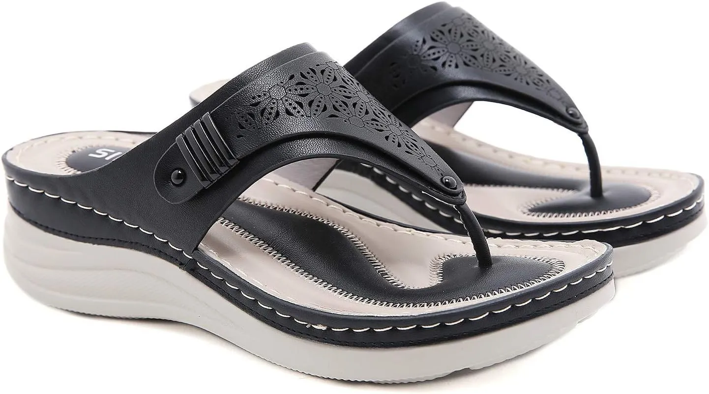 Women's Flip Flops Comfortable Soft Cushion Slide Summer Beach Wedge Sandals Slip On Slippers for Women