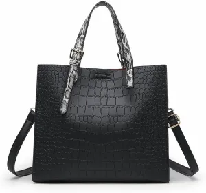 Women's Handbags Luxury Handbags Snake Skin Bag Shoulder Bag for Women Luxury Women Purse and Handba(Black)