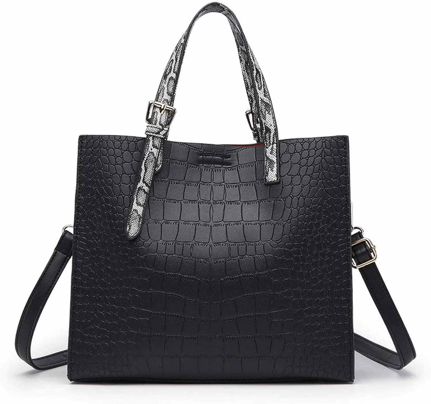 Women's Handbags Luxury Handbags Snake Skin Bag Shoulder Bag for Women Luxury Women Purse and Handba(Black)