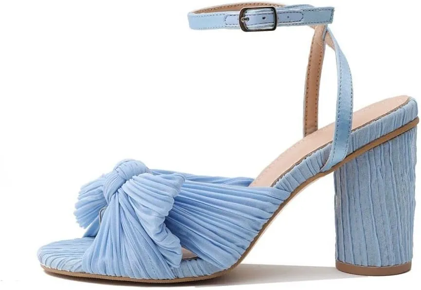 Women's Heeled Sandals Open Toe Bow-knot Ankle Strap Pumps Bridal Shoes