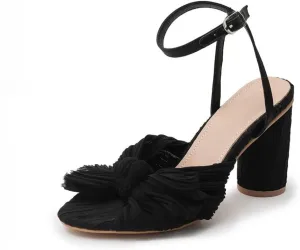 Women's Heeled Sandals Open Toe Bow-knot Ankle Strap Pumps Bridal Shoes
