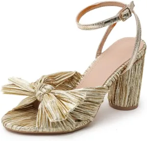 Women's Heeled Sandals Open Toe Bow-knot Ankle Strap Pumps Bridal Shoes