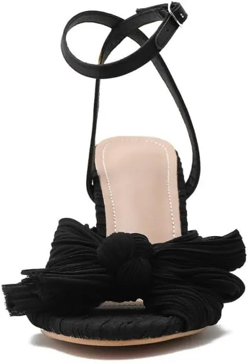 Women's Heeled Sandals Open Toe Bow-knot Ankle Strap Pumps Bridal Shoes
