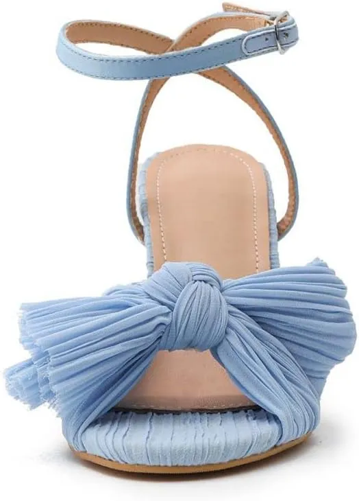 Women's Heeled Sandals Open Toe Bow-knot Ankle Strap Pumps Bridal Shoes