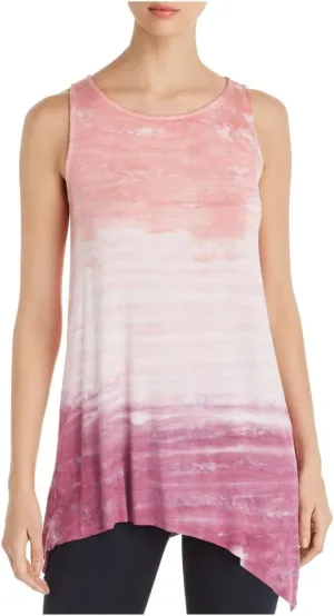 Womens Ombre Tie-Dye Tank Top Pink S