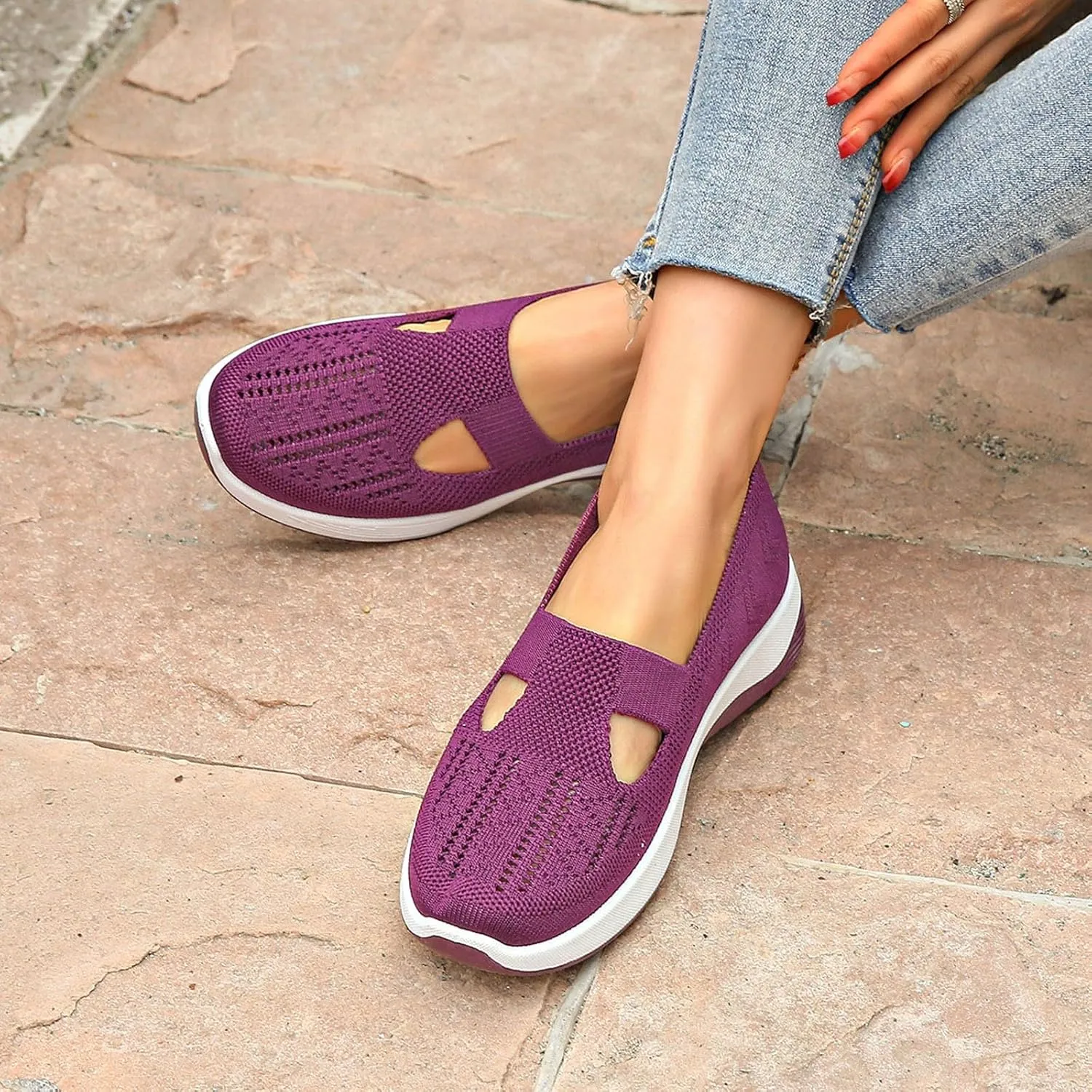 Women's Sandals Orthopedic Arch Support Sandals Memory Foam Sandals Mesh Breathable Soft Sneakers Slip on Walking Shoes
