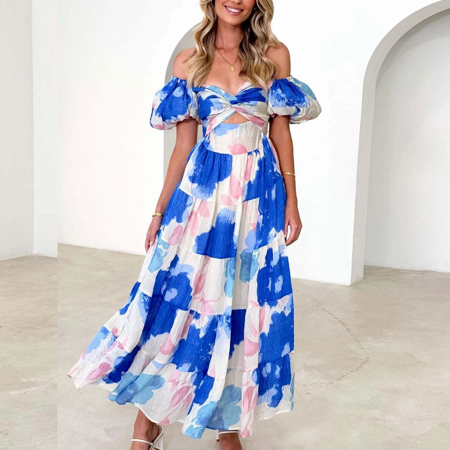 Womens Summer Vacation Dresses 2024 Trendy Bohemian Dresses Casual Long Maxi Dress Sexy Strapless Dresses