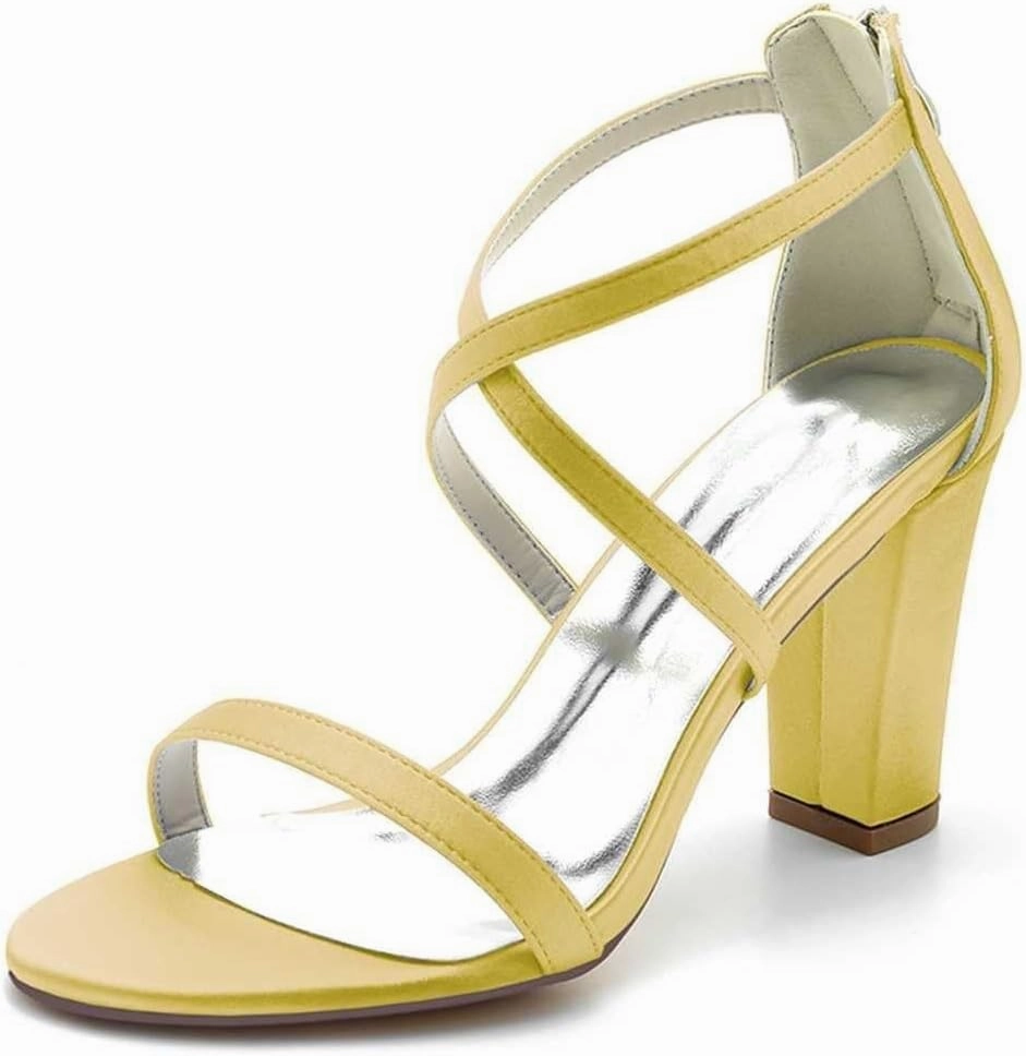 Womens Wedding Shoes Women's Round-Toe High Heel Court Shoes with Chunky Heel & Zipper - Cross-Strap Satin Design - Ideal for Wedding, Party & Bridal Occasions Dark Purple(Gold,5.5 UK)