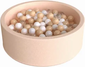 Wonder Space Deluxe Kids Round Ball Pit, Premium Handmade Kiddie Balls Pool, Soft Indoor Nursery Baby Playpen, Ideal Gift Play Toy for Children Toddler Infant Boys & Girls (Champagne)