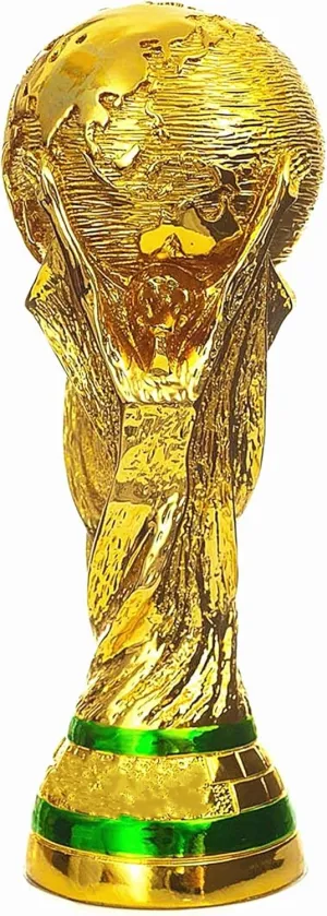 World Soccer Trophy Replica Football Award Champion Trophy Sports Fan Trophy, Gold Sports Award Decorations for Bedroom Office Desktop (5inch Tall)
