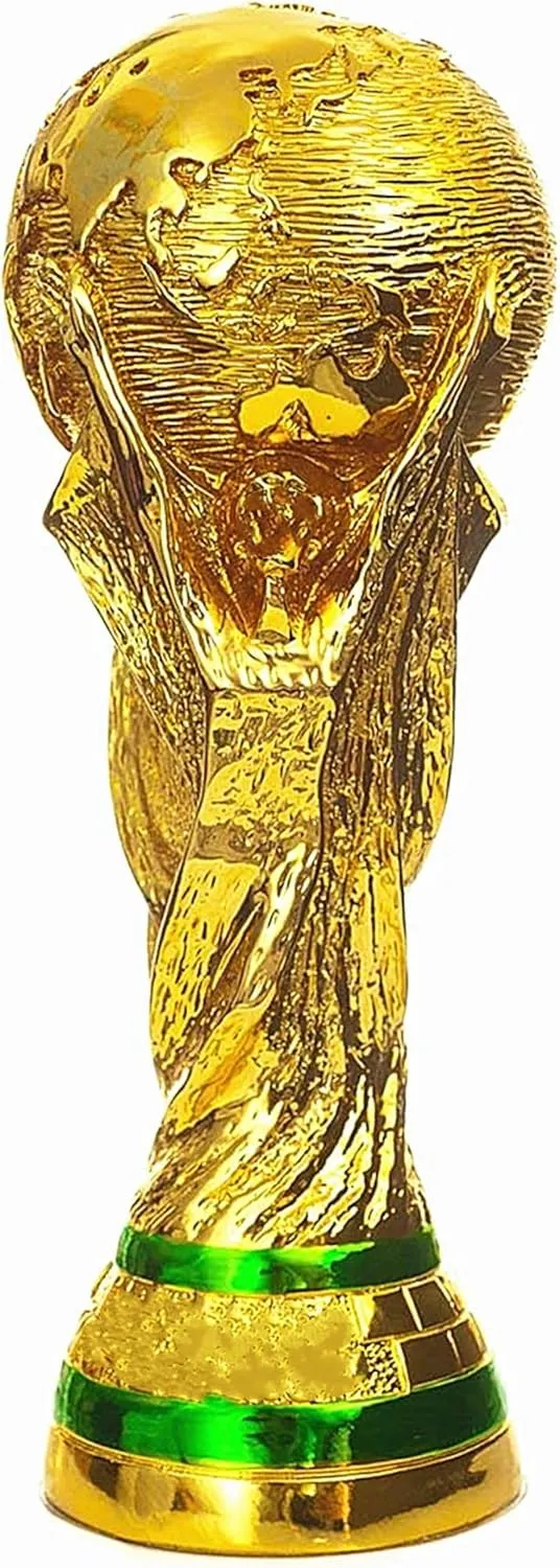 World Soccer Trophy Replica Football Award Champion Trophy Sports Fan Trophy, Gold Sports Award Decorations for Bedroom Office Desktop (5inch Tall)
