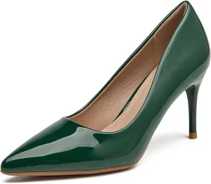 WUIWUIYU Womens High Heels Shiny Lovely Colors Pointed Toe Dress Work Wedding Pumps Bridal Heeled Court Shoes Stiletto Pumps