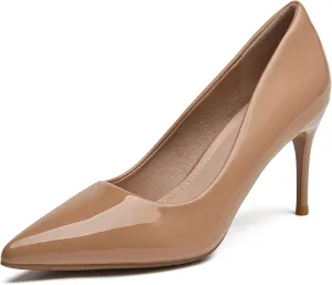 WUIWUIYU Womens High Heels Shiny Lovely Colors Pointed Toe Dress Work Wedding Pumps Bridal Heeled Court Shoes Stiletto Pumps