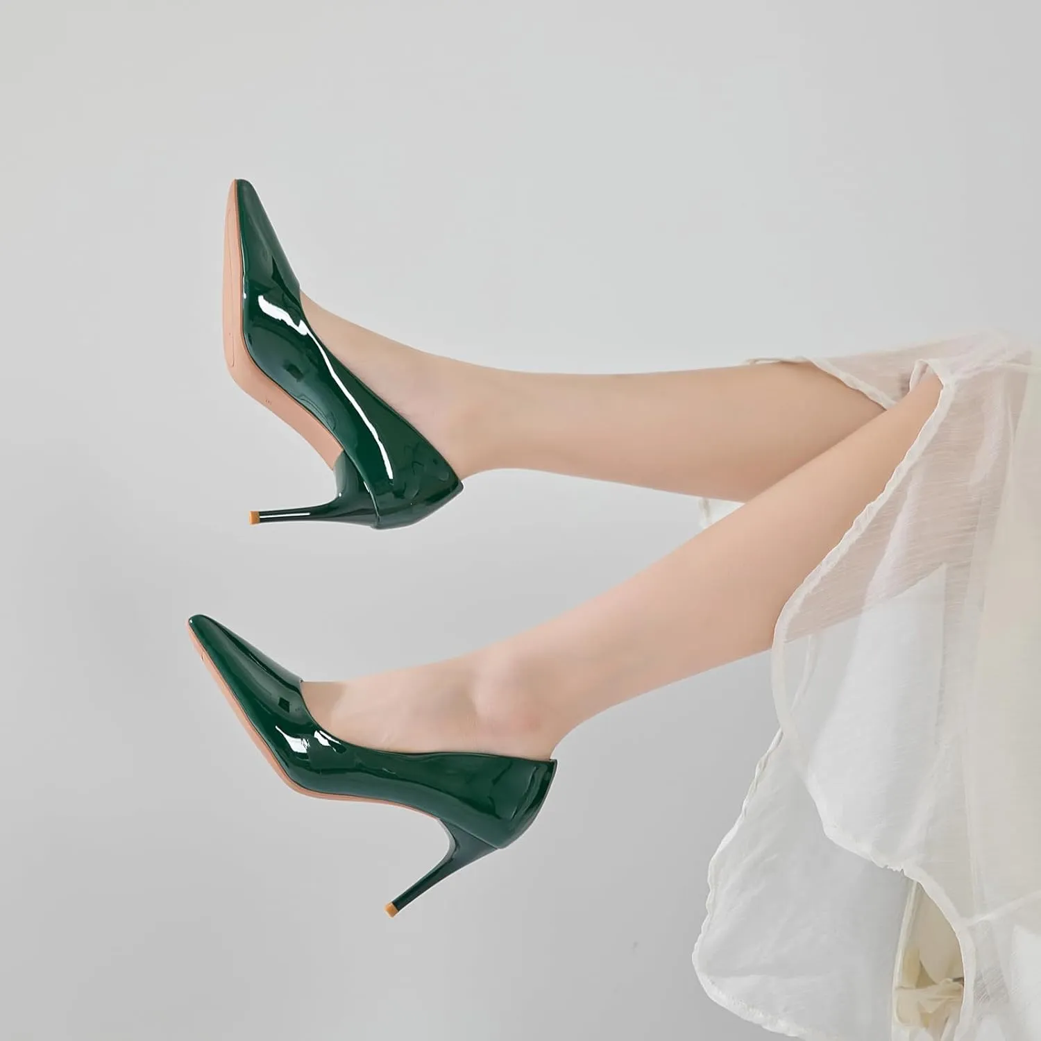 WUIWUIYU Womens High Heels Shiny Lovely Colors Pointed Toe Dress Work Wedding Pumps Bridal Heeled Court Shoes Stiletto Pumps