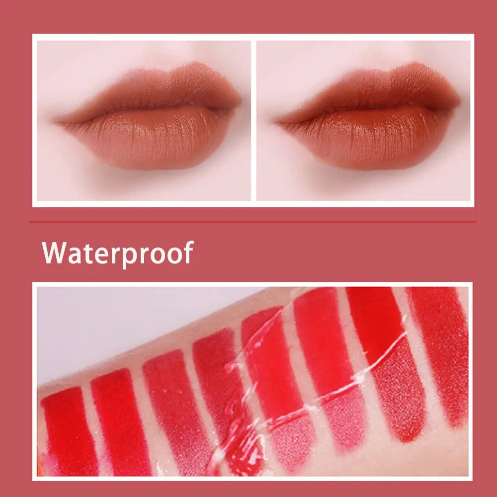 Xaena 14 Colors Matte Liquid Lipstick, Ladies Matte Liquid Lipstick Long Lasting Waterproof Velvet Lip Gloss Set Pigmented Lip Makeup Gift for Girls and Women (#401)