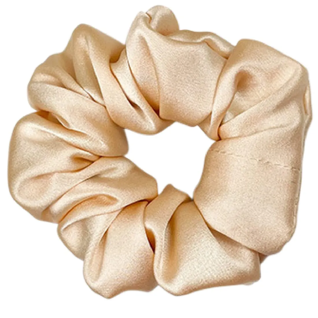Xinmurffy 100% Mulberry Silk Scrunchies for Women's Hair Floral Print Satin Silk Thick Elastic Hair Ties 19 Momme 3CM (Champagne)