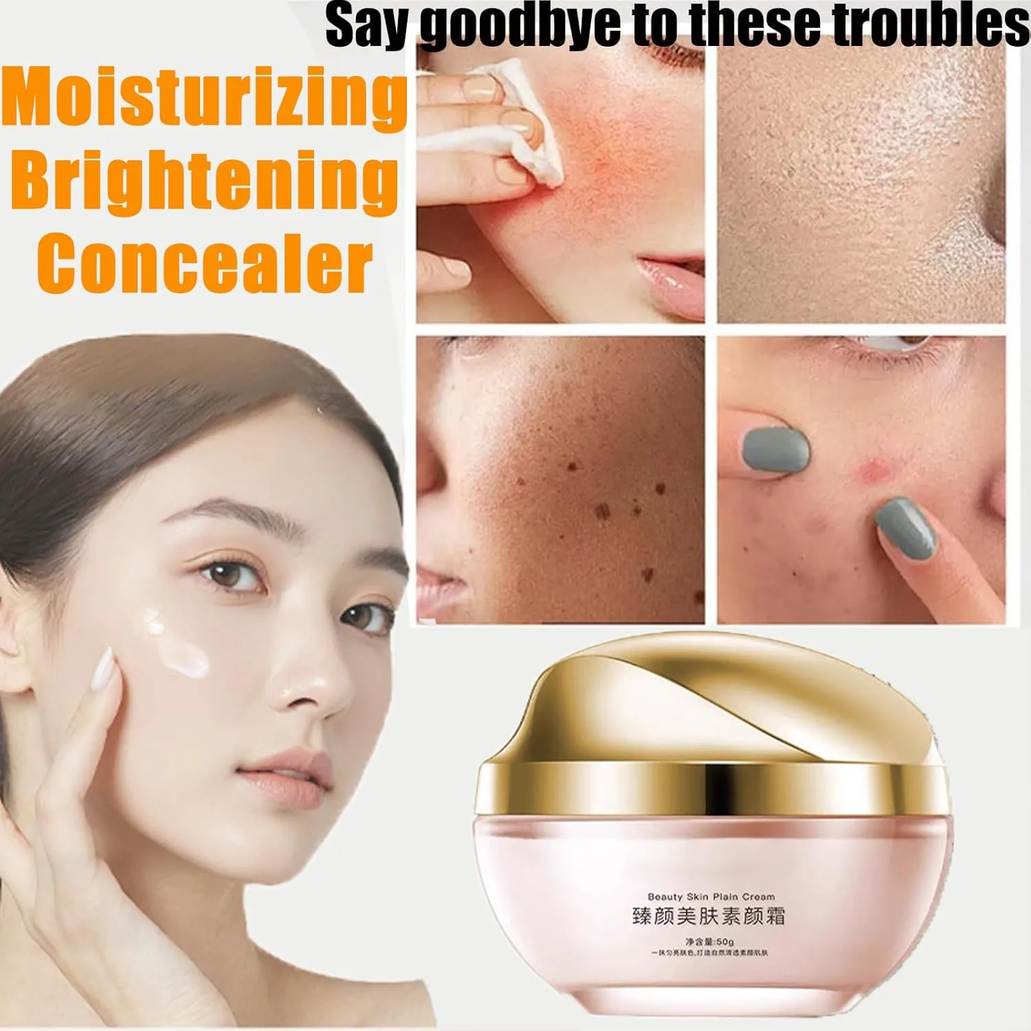 XIRUJNFD Moisturizing Brightening Concealer Smooth Tone Up Cream, Crema De Maquillaje Coreana, Corrector Iluminador Hidratante Crema TóNica Suave (2Pcs)