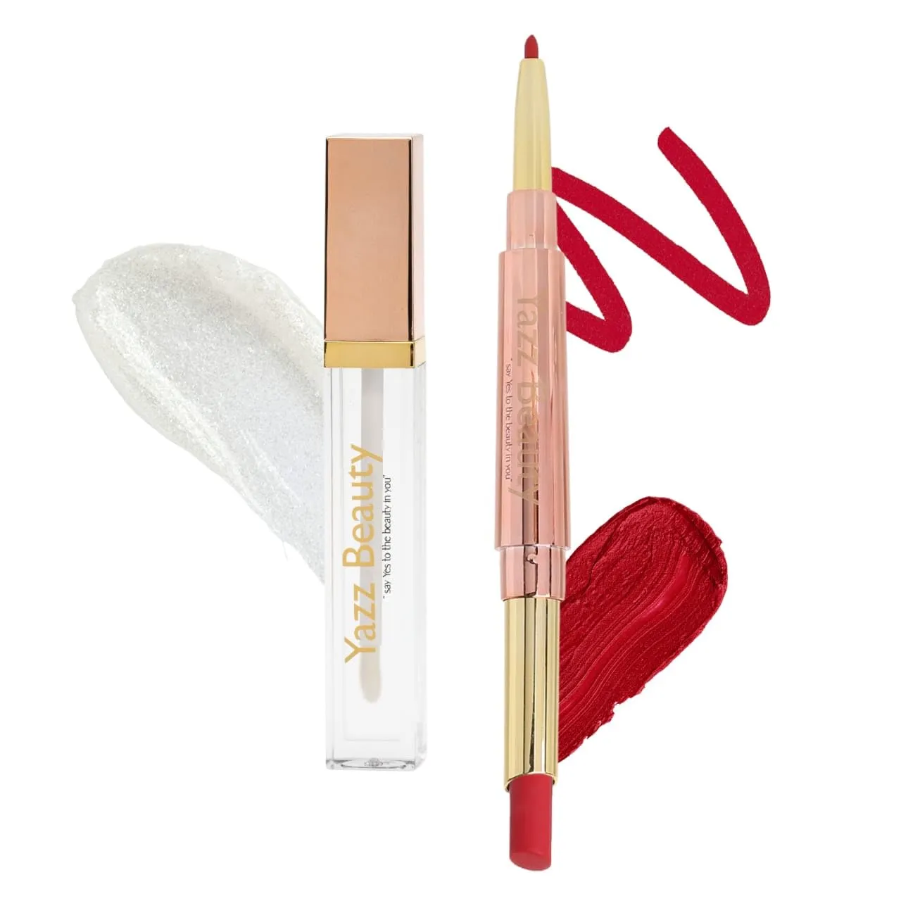 YazzBeauty 3-in-1 Lip Plumper Kit – Long-Lasting Passion Red Lip Liner and Lipstick Combo and Hydrating, Volumizing Lip Plumper Gloss - Complete Lip Makeover to Start Your Day