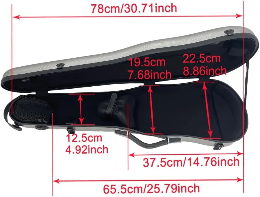 Yinfente Triangle 1.95kg Violin Case 4/4 Full size Carbon Fiber Strong Bag 150kg Pressure Full Size With Adjustable Backstrap Two Bow Holder（Champagne）