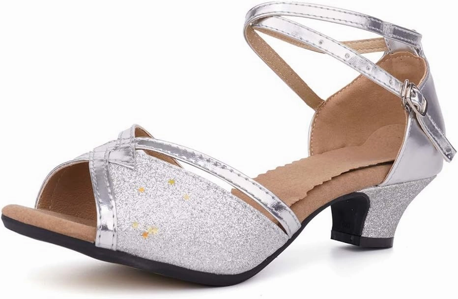 YKXLM Latin Dance Shoes Women Open Toe Professional Ballroom Dancing Heels,DY01