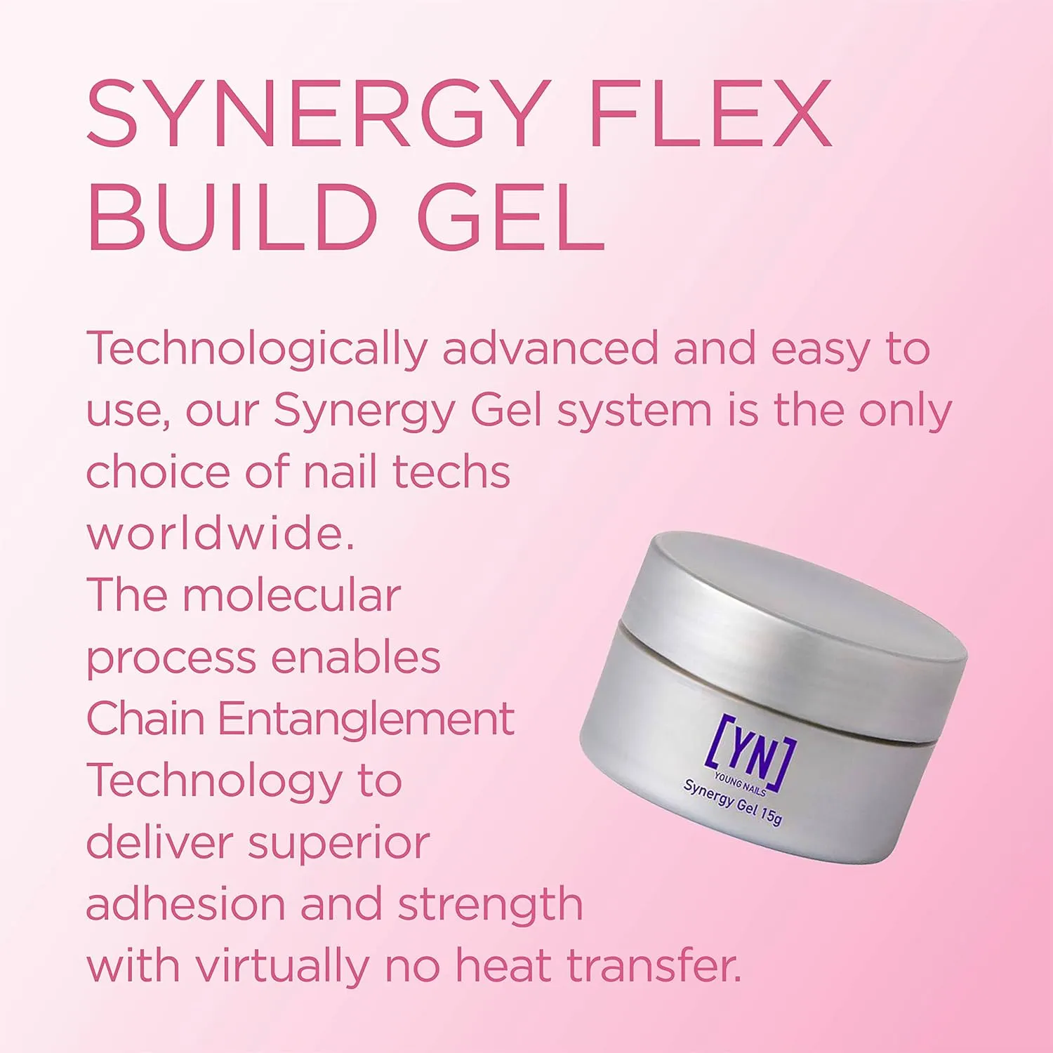 Young Nails Synergy Gel System, Building Gel - Hard Builder Gel, Superior Adhesion & Strength, Structured Nail Gel Builder - Flex Gel, Clear, 15g