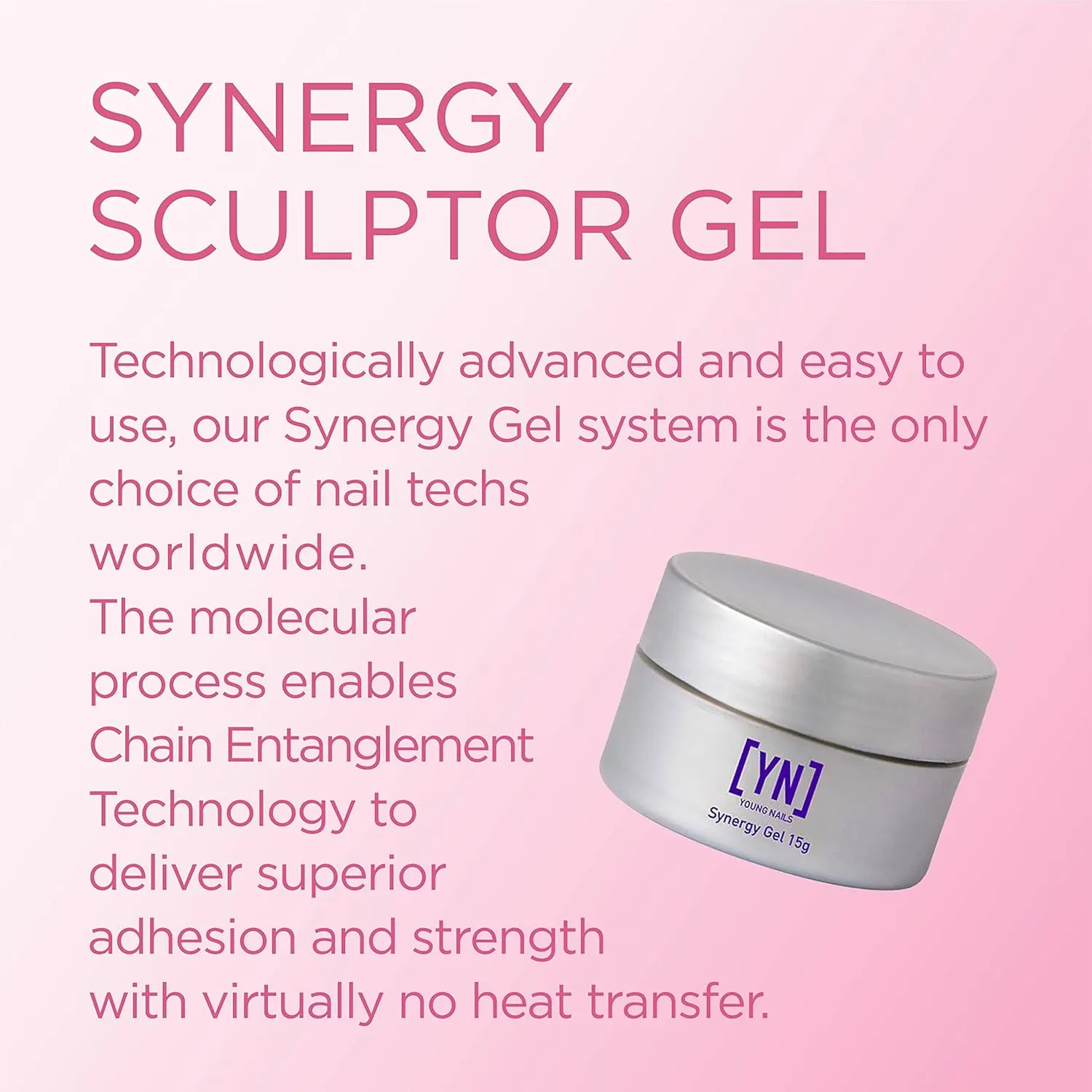 Young Nails Synergy Gel System, Building Gel - Hard Builder Gel, Superior Adhesion & Strength, Structured Nail Gel Builder - Sculptor Gel, Clear, 15g