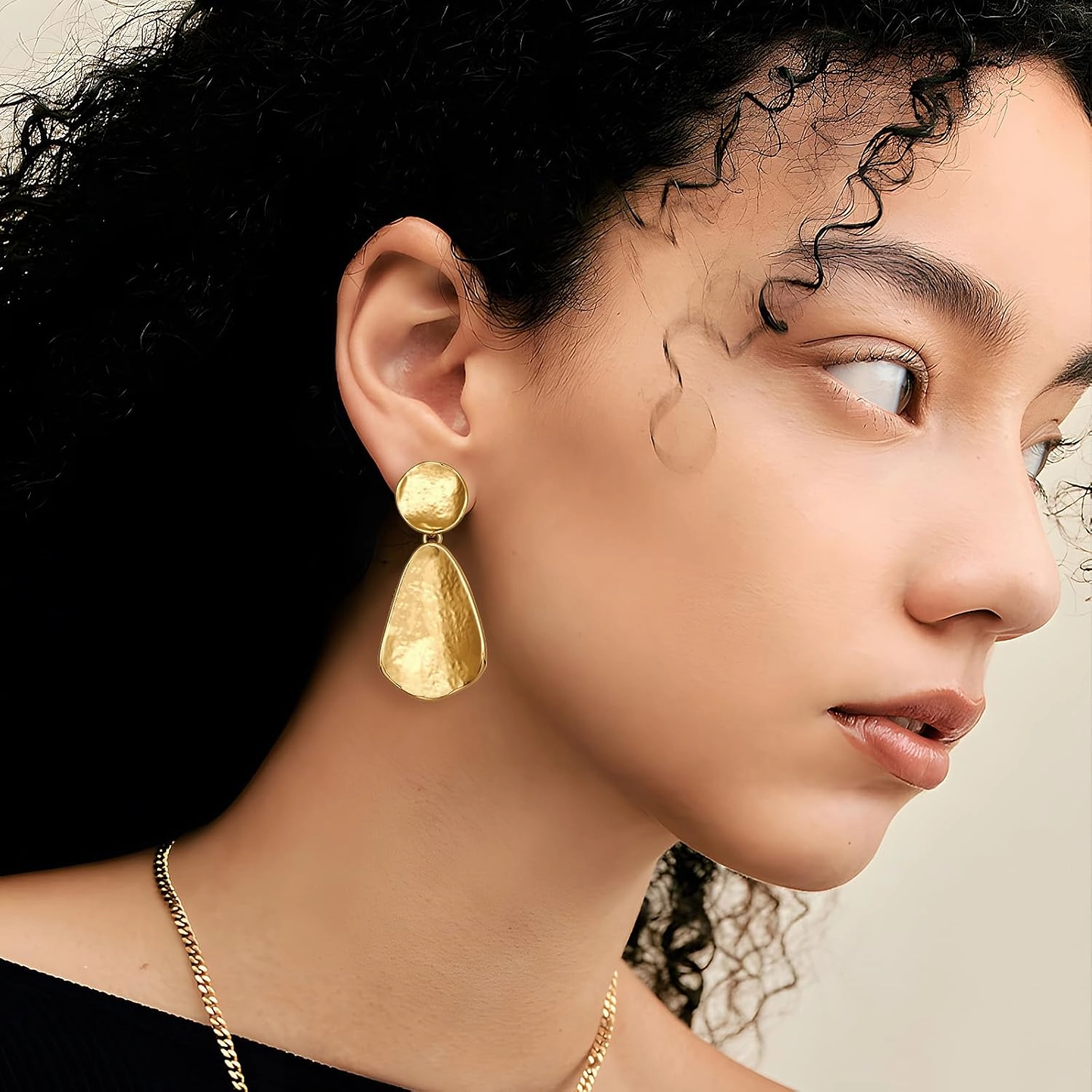 YUJIE Gold Earrings for Women Geometric Chunky Dangle Earring 18k Gold Plated Trendy Silvery Two-Tone Statement Jewelry