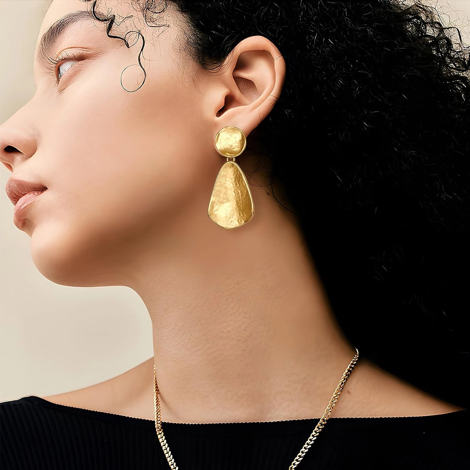 YUJIE Gold Earrings for Women Geometric Chunky Dangle Earring 18k Gold Plated Trendy Silvery Two-Tone Statement Jewelry