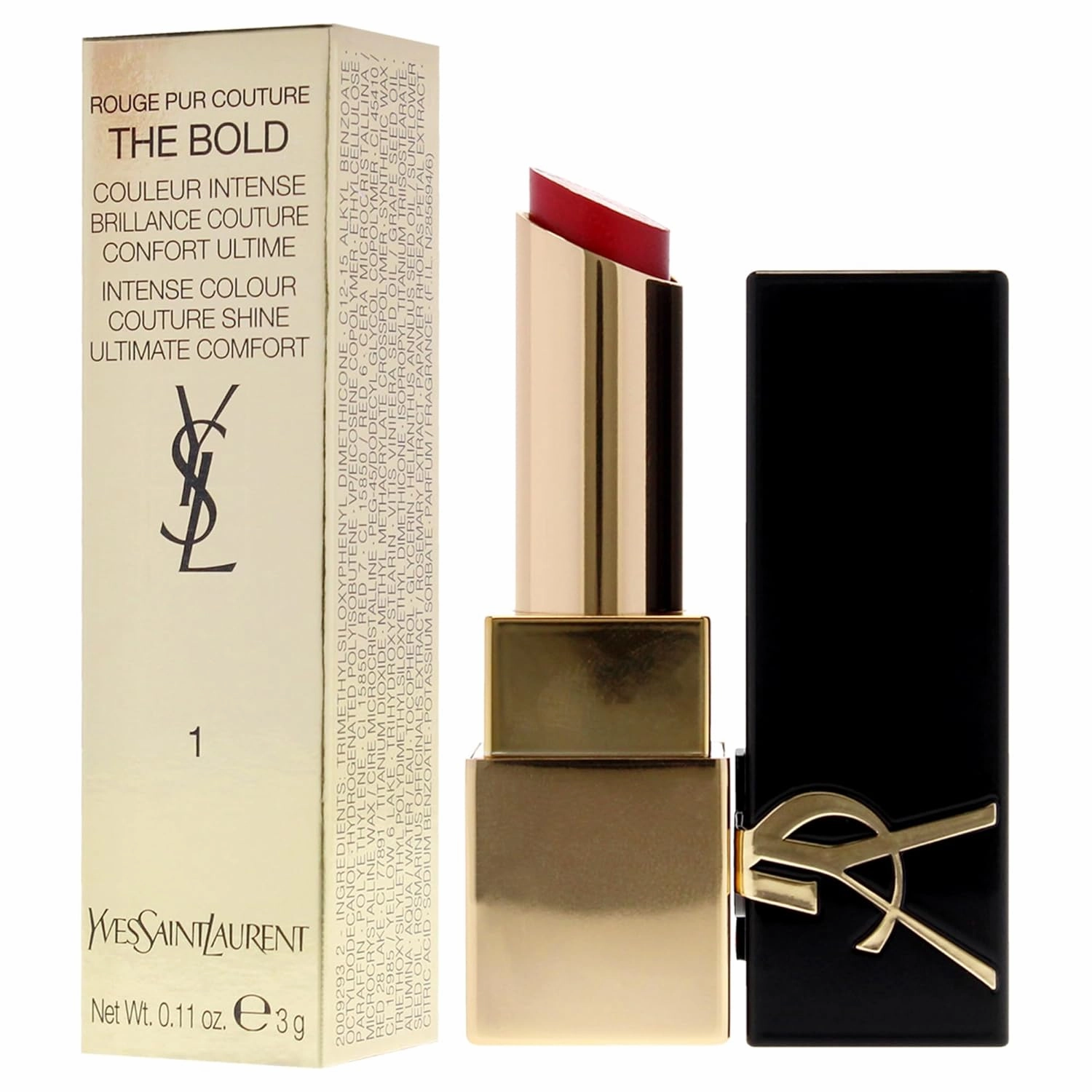 YVES SAINT LAURENT Rouge Pur Couture The Bold Lipstick - 1 Le Rouge for Women - 0.11 oz Lipstick