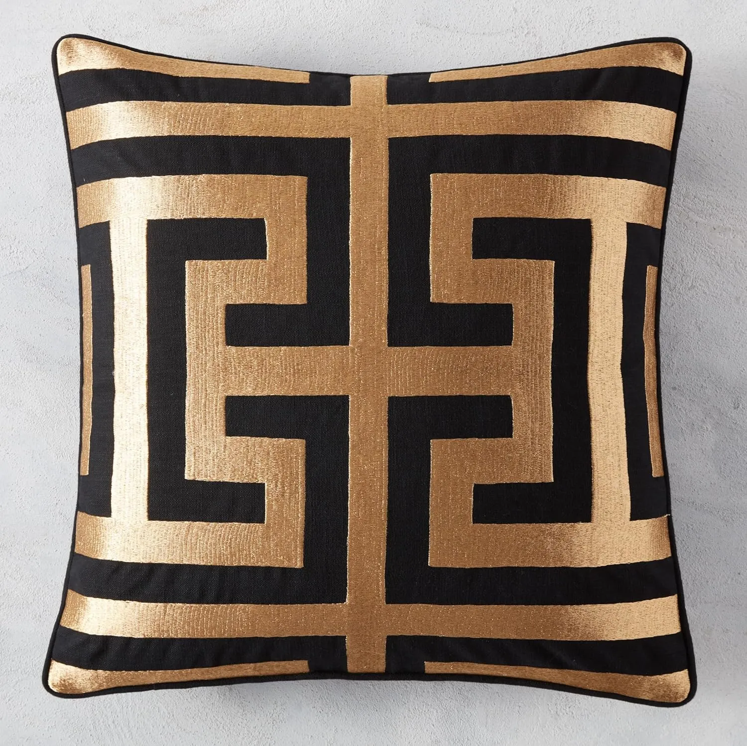 Z Gallerie Soft Throw Pillow, Linen Decorative Cushion for Sofa Bedroom Living car, 22" x 22", Black and Gold