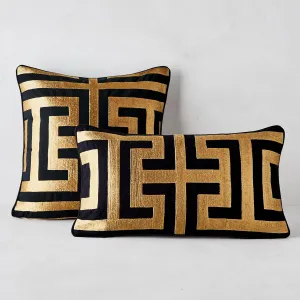 Z Gallerie Soft Throw Pillow, Linen Decorative Cushion for Sofa Bedroom Living car, 22" x 22", Black and Gold