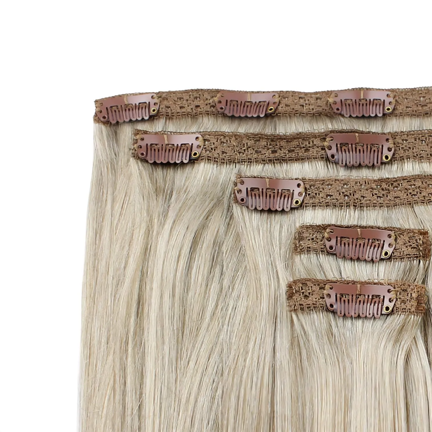 Zala Clip In Hair Extensions - 100% Remy Human Hair - Natural, Silky & Straight Discreet Clip in Extensions - Blend Easy into Natural Hair - 5 Piece Set, in Champagne Blonde (110g / 24 inch)