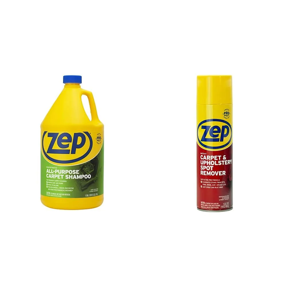 Zep All-Purpose Carpet Shampoo Concentrate Cleaner - 1 Gallon - ZUCEC128 - Professional Formula Removes Dirt and Stains & ZUSPOT19 Instant Spot and Stain Remover, 19 oz