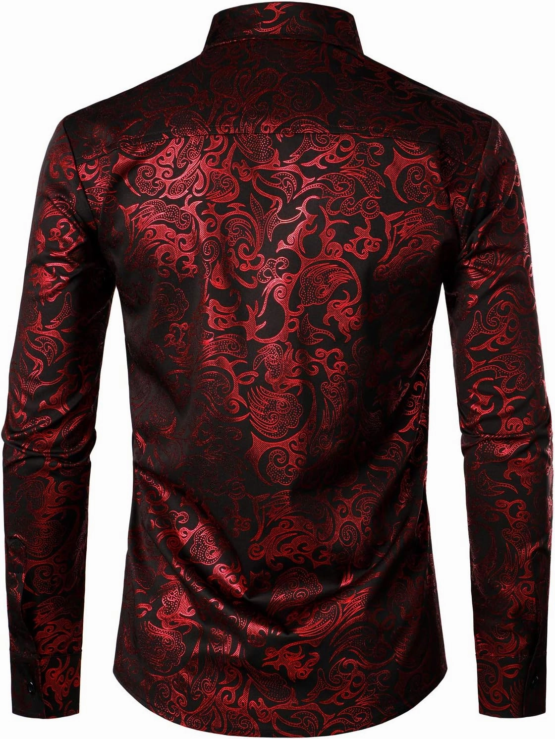 ZEROYAA Men's Luxury Gold Prom Design Slim Fit Long Sleeve Button up Party Dress Shirts
