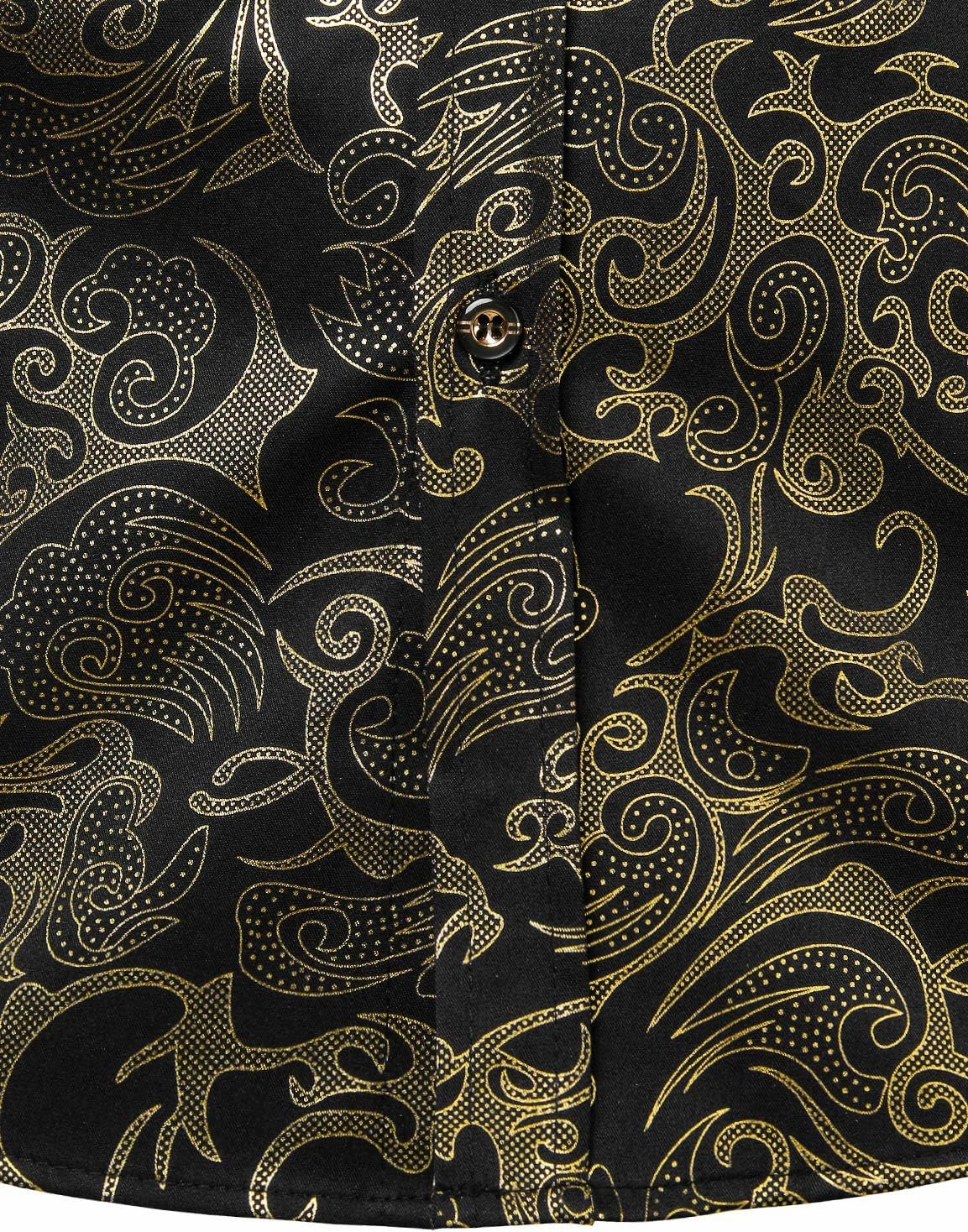 ZEROYAA Men's Luxury Gold Prom Design Slim Fit Long Sleeve Button up Party Dress Shirts
