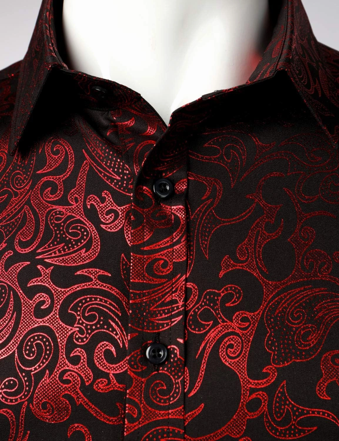 ZEROYAA Men's Luxury Gold Prom Design Slim Fit Long Sleeve Button up Party Dress Shirts