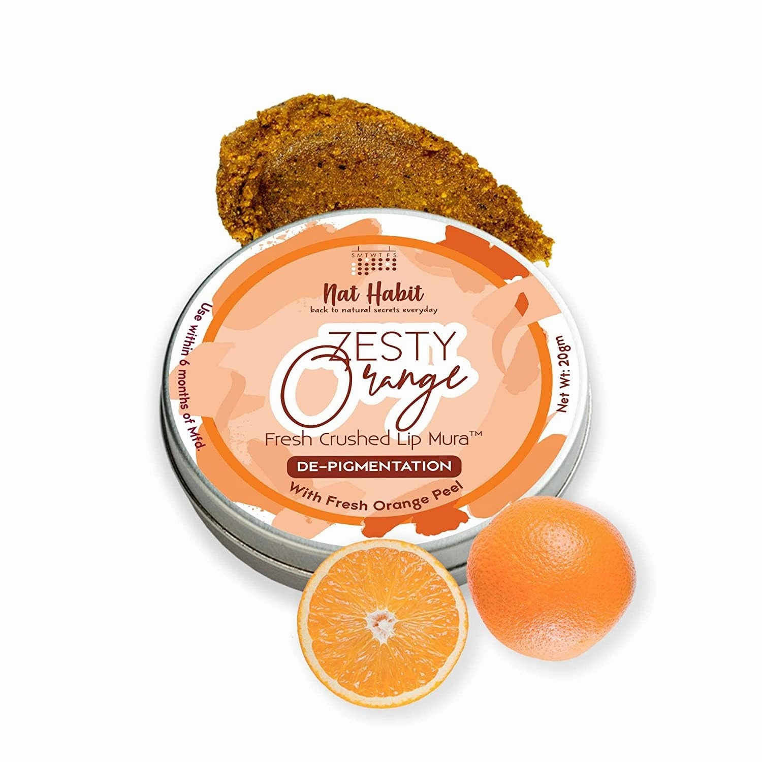 Zesty Orange Lip Lightening Lip Scrub, Pigmentation, Lip Mask Dark Lips | Natural, Ayurvedic Lip Care | FreshKitchenmade, Desi Ghee, RawHoney, OrangePeel, Vitamin E | Dry Lips, 12g