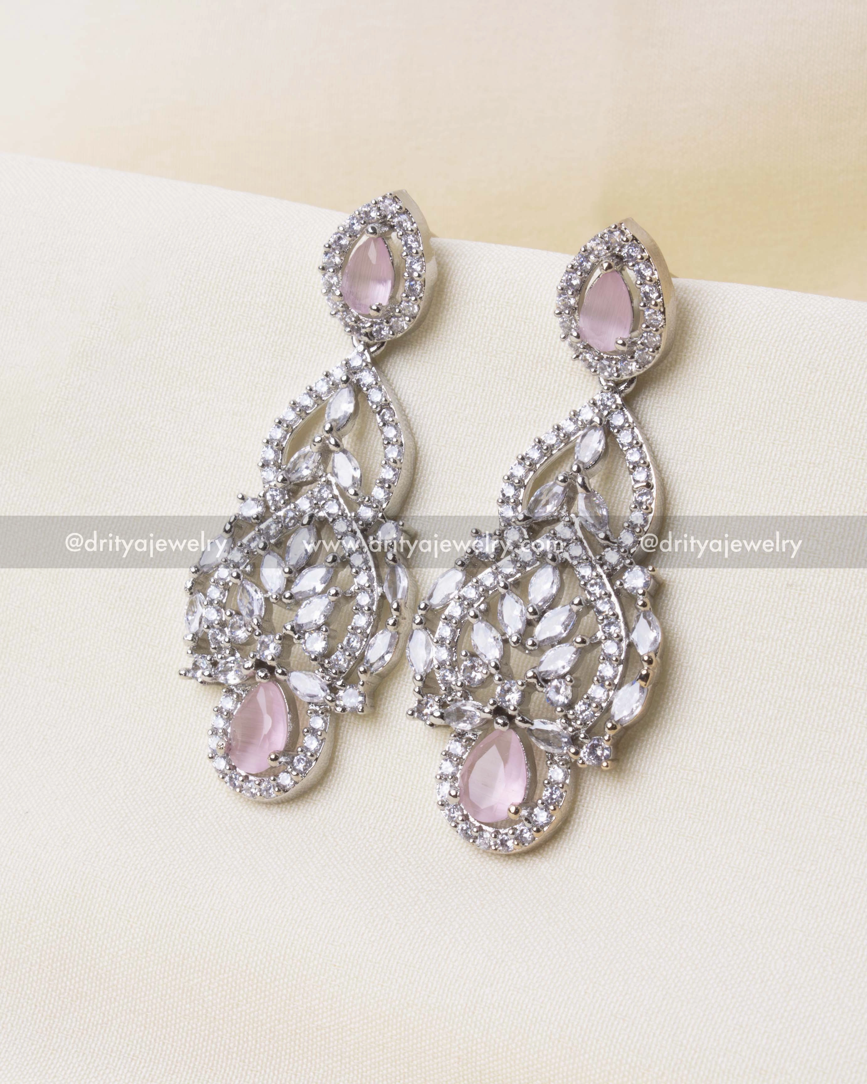 Zircon Short Necklace Set - Blush Pink