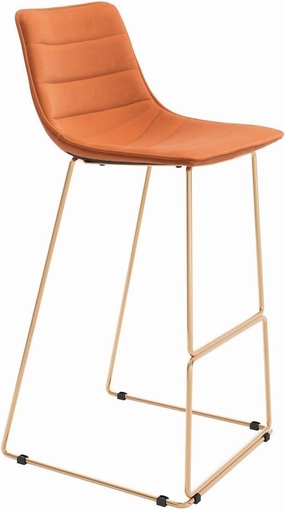 Zuo Modern Adele Bar Chair (Set of 2) Orange & Gold, Orange, Gold